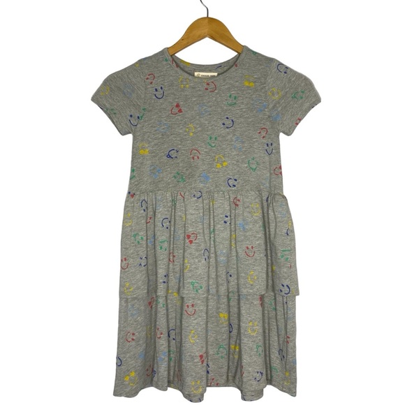Tucker + Tate Girl’s Dress Size 7, Short Sleeve Gray Multi Color Smily - Picture 2 of 10